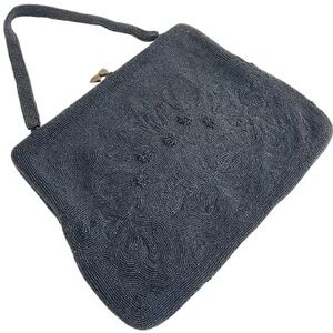 Vintage 50s Completely Beaded Black Designer Bag by AMEN WARDY | Formal Purse